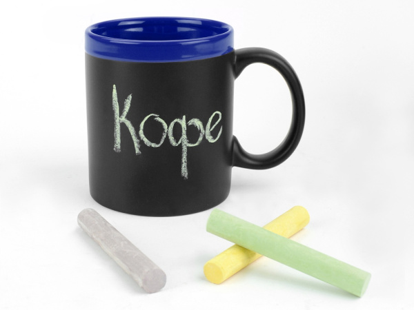 Кружка с покрытием для рисования мелом «Да Винчи», Цвет черный/синий