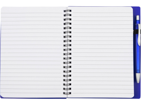 Блокнот «Контакт» с ручкой, Цвет синий, серебристый