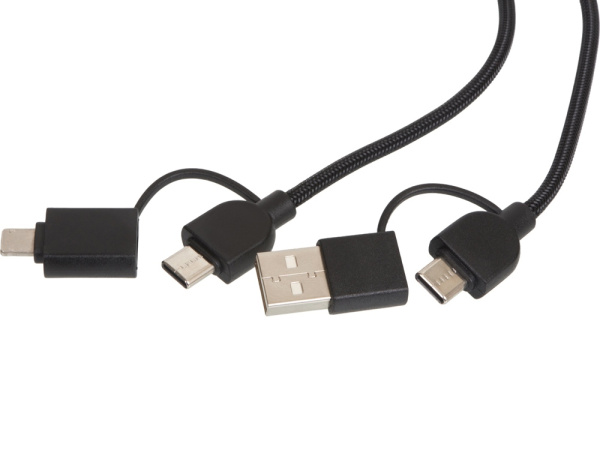 Универсальный зарядный кабель из переработанных ПЭТ и ТПЕ «Acalypha», быстрая зарядка 25 Вт, Цвет черный/натуральный