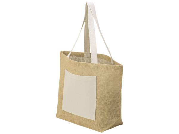 Сумка Jute джутовая с широким дном и карманом, Цвет натуральный