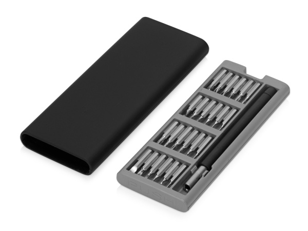 Отвертка с набором из 24 насадок «Bits», Цвет черный, серый