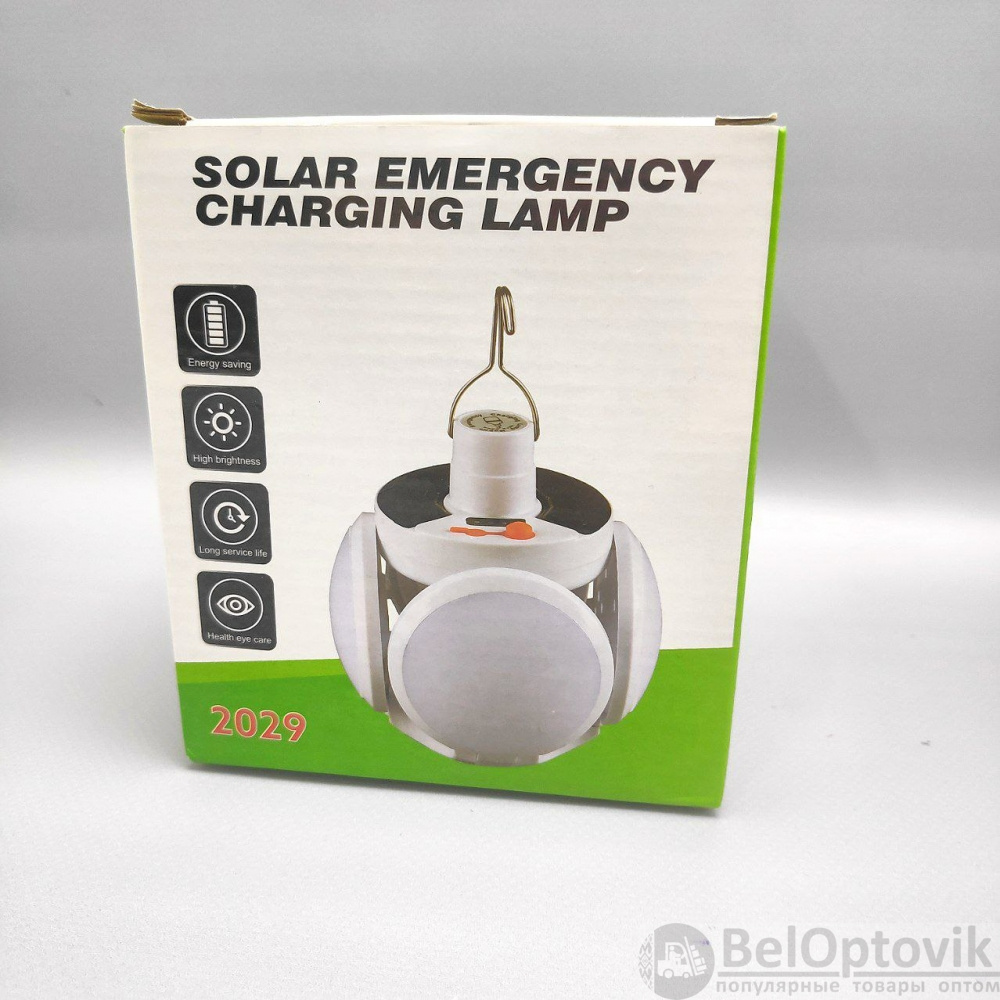 Складная кемпинговая подвесная лампа на 4 лепестка Solar emergency charging  lamp 2029 (USB+солнечная батарея, 5 режимов работы) / Туристический фонарь  (арт: TDA-4429) от 315 ₽ рублей оптом в Москве