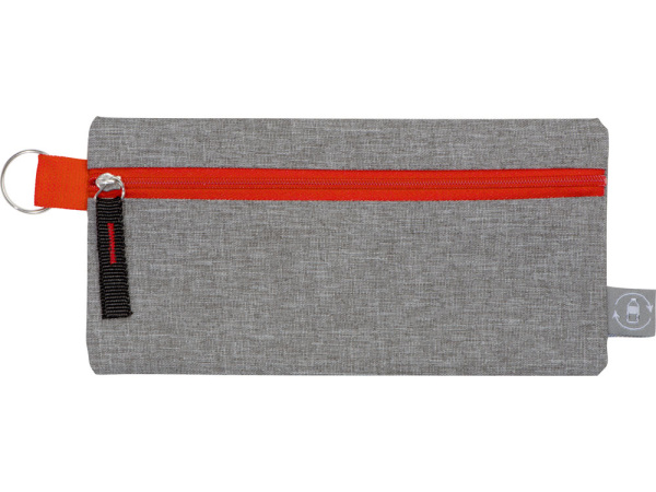 Пенал «Holder» из переработанного полиэстера RPET, Цвет серый/красный