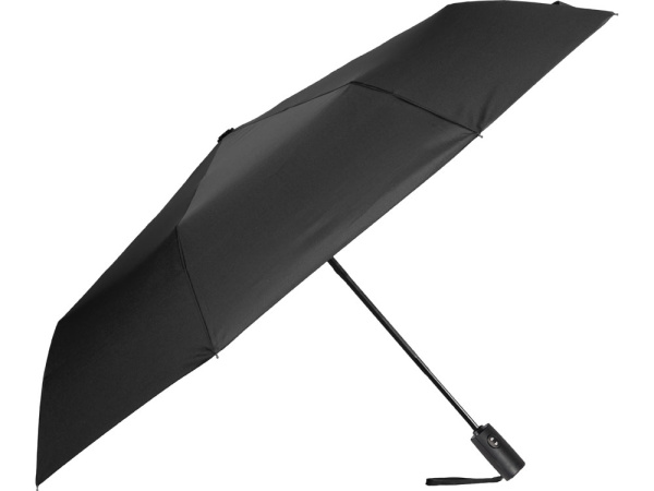Зонт-автомат Reviver с куполом из переработанного пластика, Цвет черный