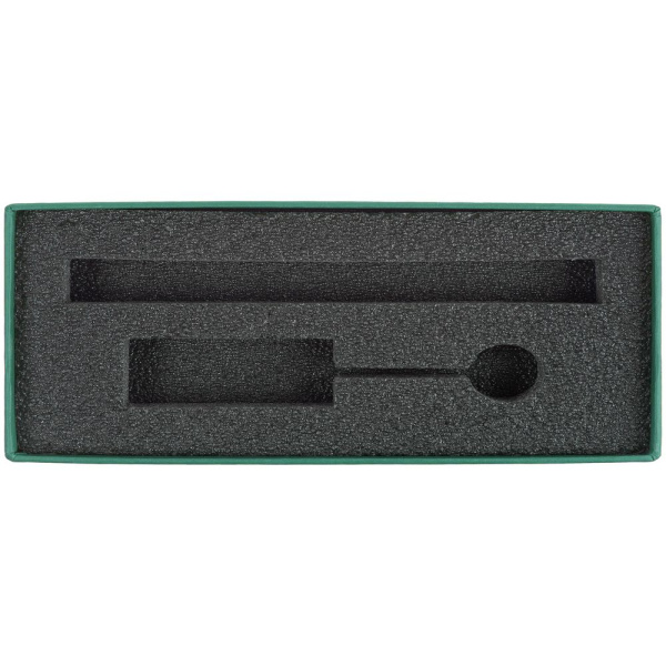 Коробка Notes с ложементом для ручки и флешки, зеленая, 17х7,3х2,5 см