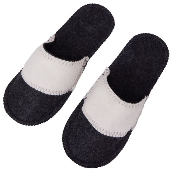 Тапочки двухцветные для бани и сауны «Healing», Цвет серый/белый