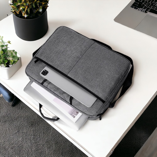 Сумка для ноутбука 15.6"  GrayBag, серый / Крепление для чемодана,  уплотненное дно
