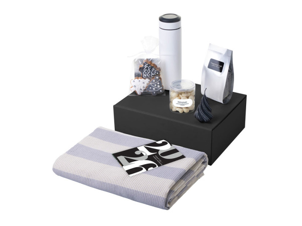 Подарочный набор «Re:Warm» с пледом, термосом и свечой, Цвет белый