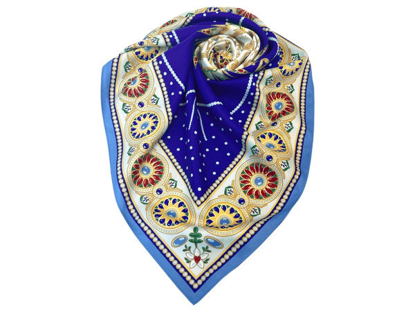 Платок «Павловск. Севрский фарфор», Цвет синий