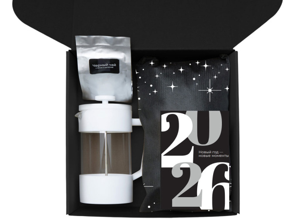 Подарочный набор «Re:Together» с френчпрессом, кружками и дженгой, Цвет белый