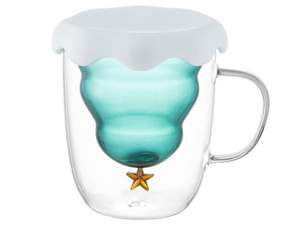 Кружка с двойными стенками с елочкой внутри «Winter Wonderland», Цвет прозрачный, зеленый