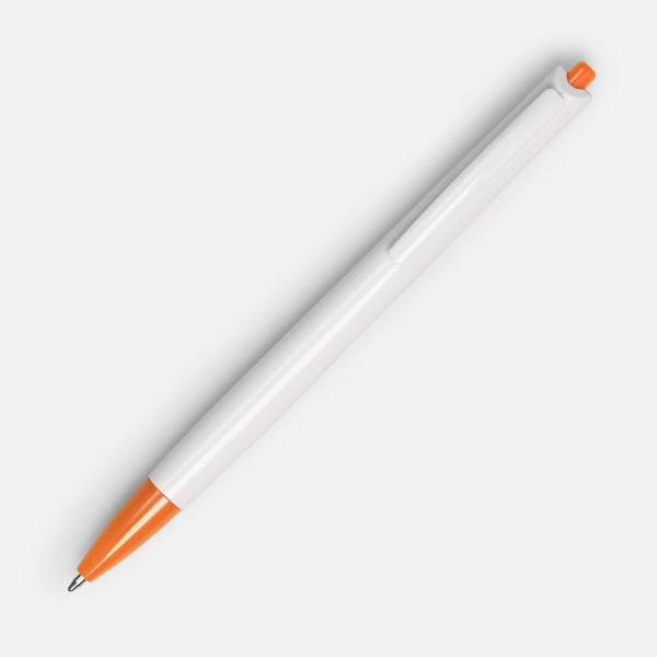 Ручка шариковая Tick, белая с оранжевым, 14х1 см