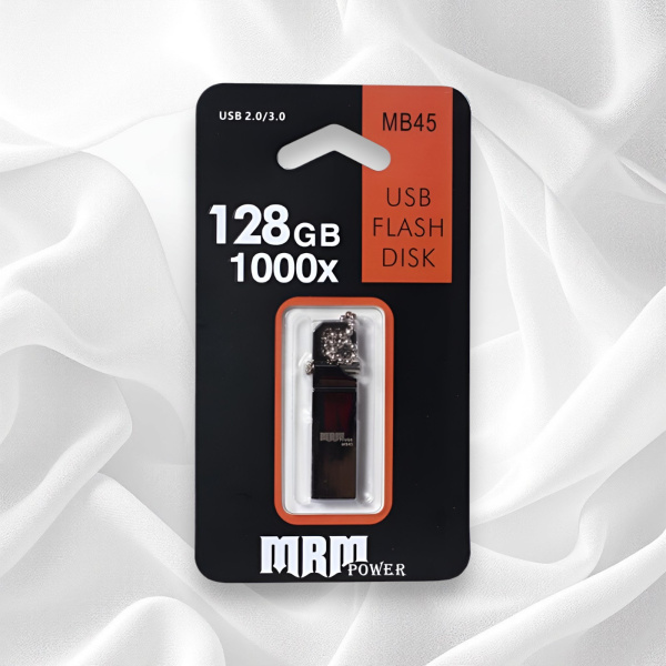 USB-накопитель MRM MB45, металлический, 128 ГБ, 10 Мб/с, USB 2.0/3.0, черный / Прочность и вместительность для ваших данных