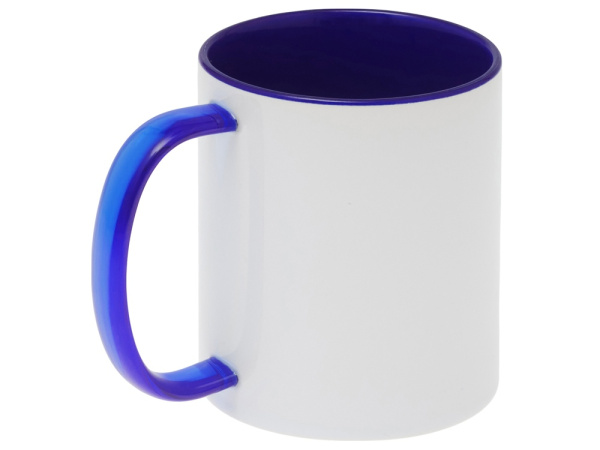 Керамическая кружка со стеклянной ручкой для сублимации «Charm», Цвет белый, синий