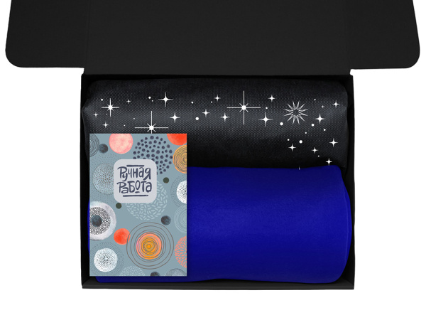 Подарочный набор «Re:y. Vive» с пледом, френч-прессом и кофе, Цвет синий