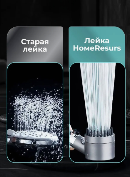 Душевая лейка с кнопкой "Stop", 3 режима работы, SPA эффект / Стильная и практичная