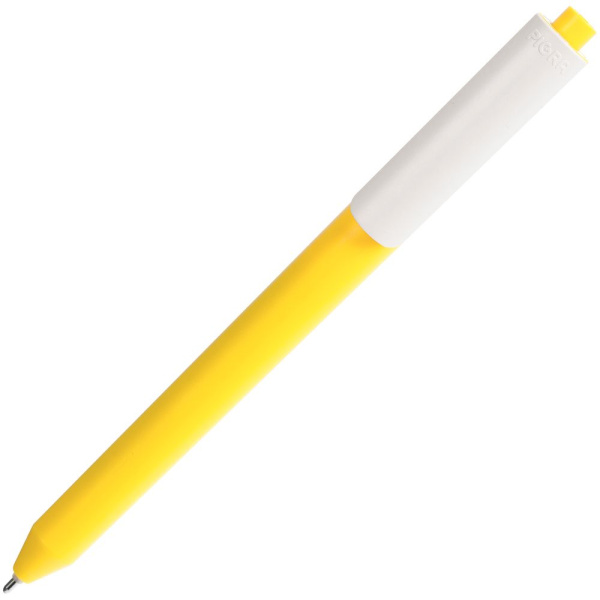 Ручка шариковая Pigra P03 Mat, желтая с белым, 14x1,1 см