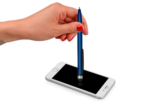 Ручка-стилус пластиковая шариковая «Poke», Цвет синий/черный