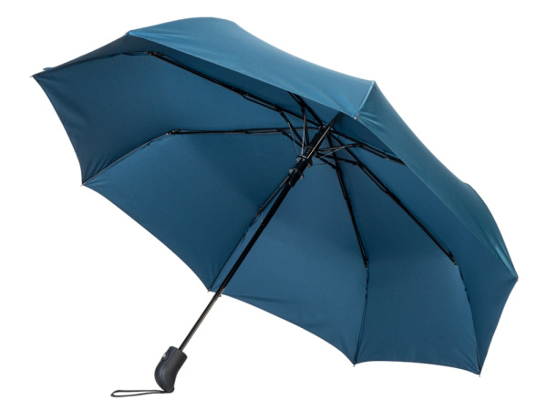 Зонт-полуавтомат складной «Roof» с куполом из переработанного пластика, Цвет морская волна