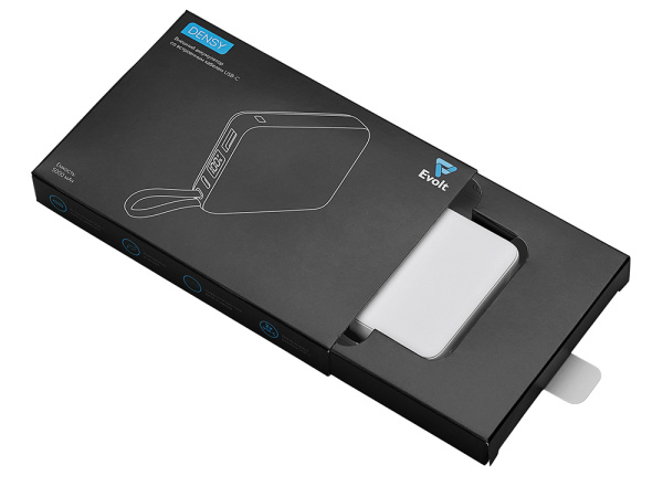 Внешний аккумулятор со встроенным кабелем USB-C «Дэнси», 5000 мАч, Цвет белый