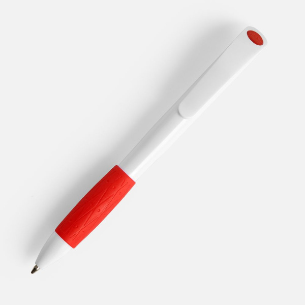 Ручка шариковая Grip, белая с красным, 13,2х1,1 см