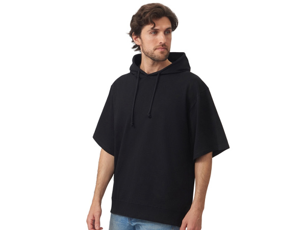 Худи оверсайз с коротким рукавом «Warsaw» унисекс, Размер XL-2XL, Цвет черный