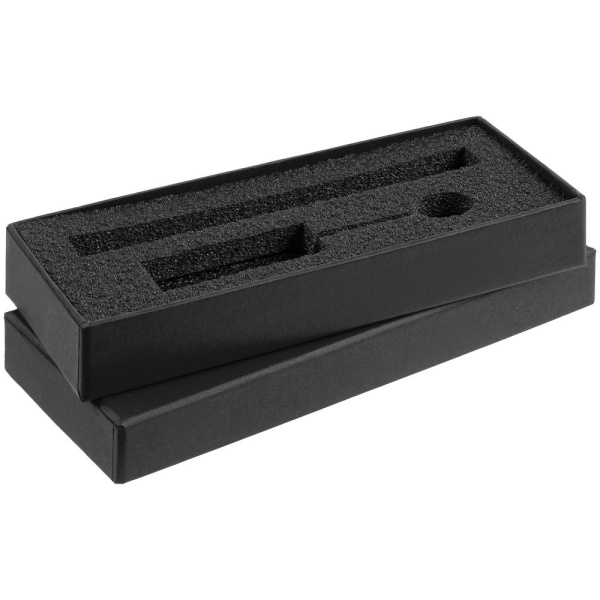 Коробка Notes с ложементом для ручки и флешки, черная, 17х7,3х2,5 см