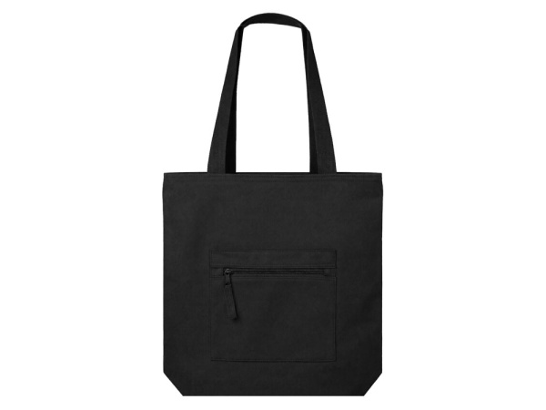 Сумка на молнии Zipper Neo из хлопка 280 г c карманом на молнии спереди, Цвет черный