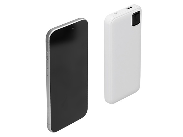 Внешний аккумулятор со встроенными кабелями «Фрэйм», 10000мач, Цвет белый