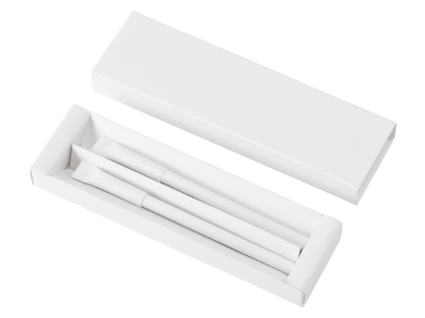 Подарочный набор «Recycled Duo» c шариковой ручкой и вечным карандашом из переработанной бумаги, Цвет белый