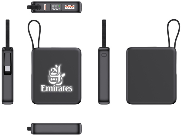 Внешний аккумулятор с подсветкой лого «Nex», 5000 мАч, Цвет черный