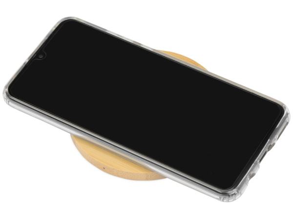 Беспроводное зарядное устройство из бамбука «Cap», Цвет натуральный