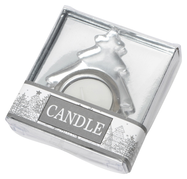 Подсвечник стеклянный со свечой, Цвет прозрачный, белый