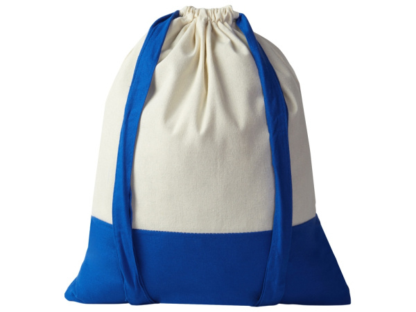 Рюкзак-мешок Cotton из хлопка, 170 г/м2, Цвет натуральный/синий