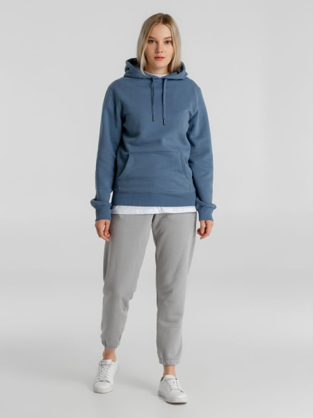 Толстовка с капюшоном унисекс King, серо-синяя, XS–3XL