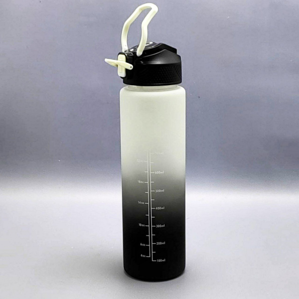 Бутылка для воды 1000 мл. с клапаном и разметкой / Двухцветная бутылка для воды и других напитков