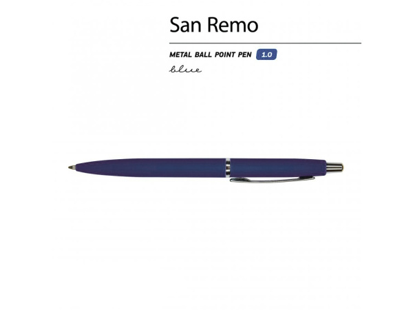 Ручка металлическая шариковая «San Remo», софт тач, Цвет ярко-синий