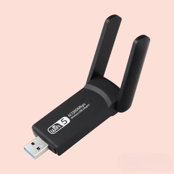 Двухдиапазонный USB WiFi адаптер 1300 Mbps 2.4G/5G с двумя мощными антеннами / Подключение ПК, ноутбуков, TV-приставок, игровых консолей и других устройств к беспроводной сети Wi-Fi