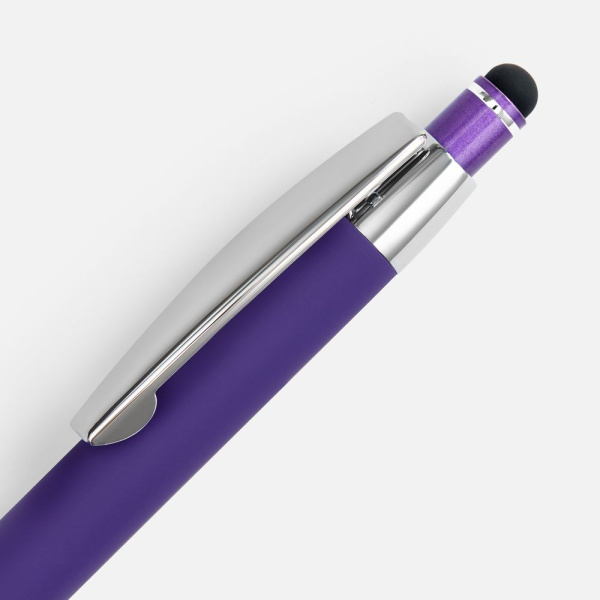 Ручка шариковая Sansen Soft Touch со стилусом, фиолетовая, 13,9х1,1 см