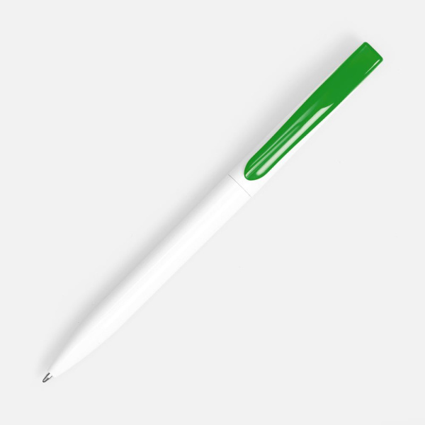 Ручка шариковая Pin, белая с зеленым, 14,5х1,0 см