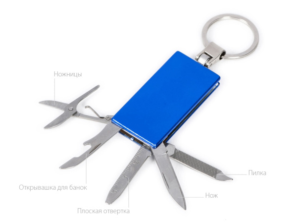 Мультитул-брелок 5-в-1 «Badge», Цвет синий