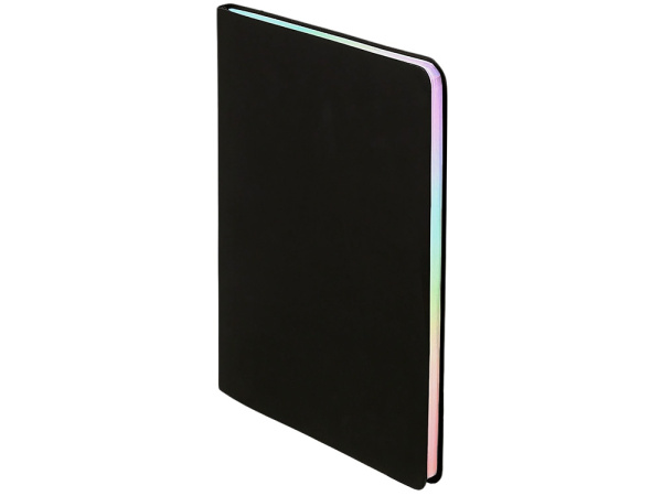 Блокнот А5 в гибкой обложке «Fellini» с голографическим срезом, Цвет черный