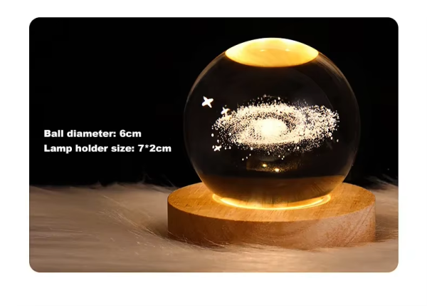 3D светильник Crystal Ball Astronaut Planet Globe Laser Engraved Solar System Ball Decor Galaxy Night Light Astronomy Christmas Gift