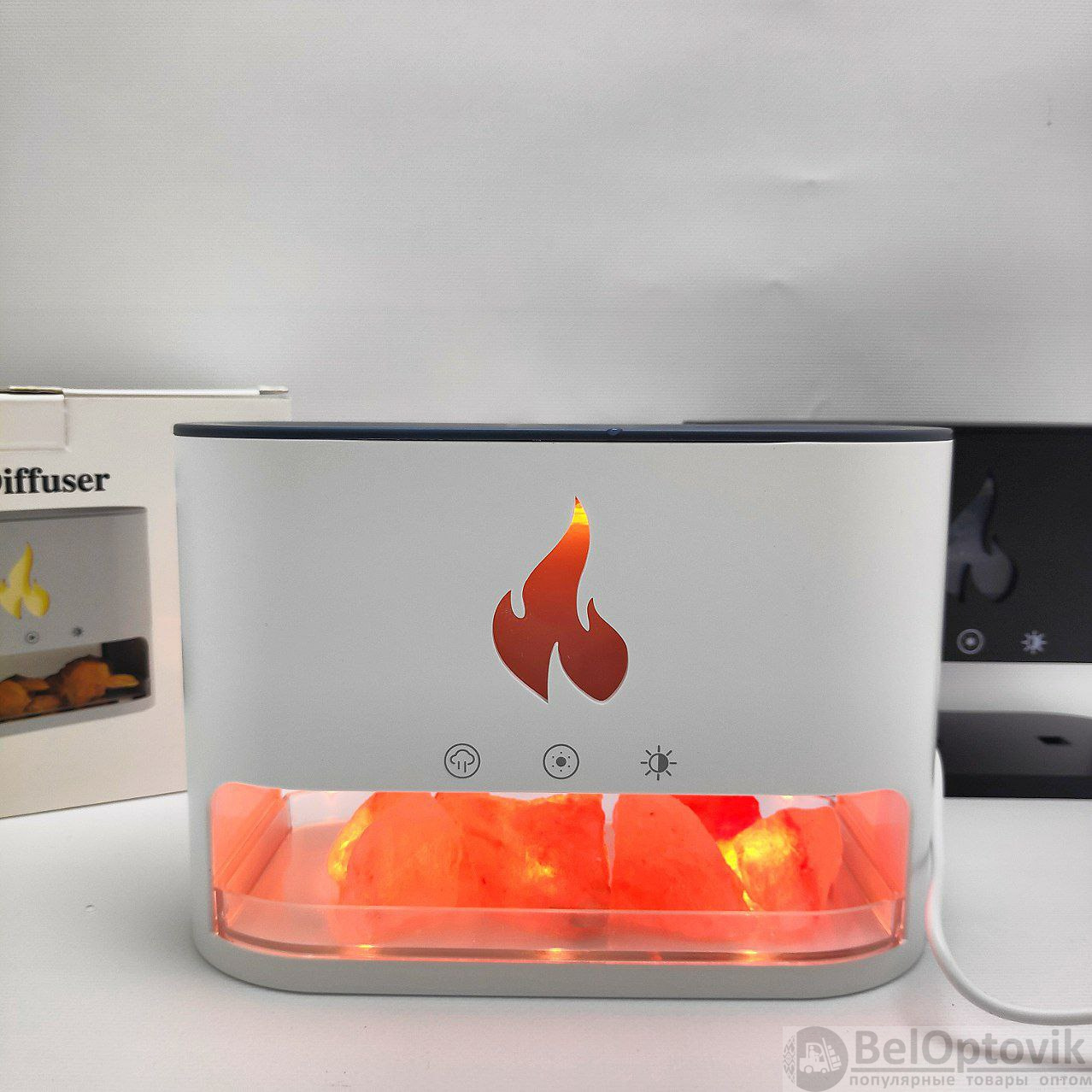 Аромадиффузор - ночник с эффектом камина Aroma Diffuser Touch Panel Version (4 вида подсветки, камни из гималайской соли, таймер)