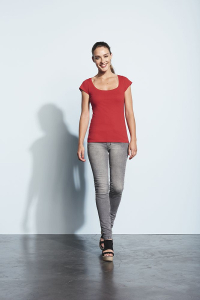 Футболка женская Melrose 150 с глубоким вырезом, ярко-синяя (royal), S–XL