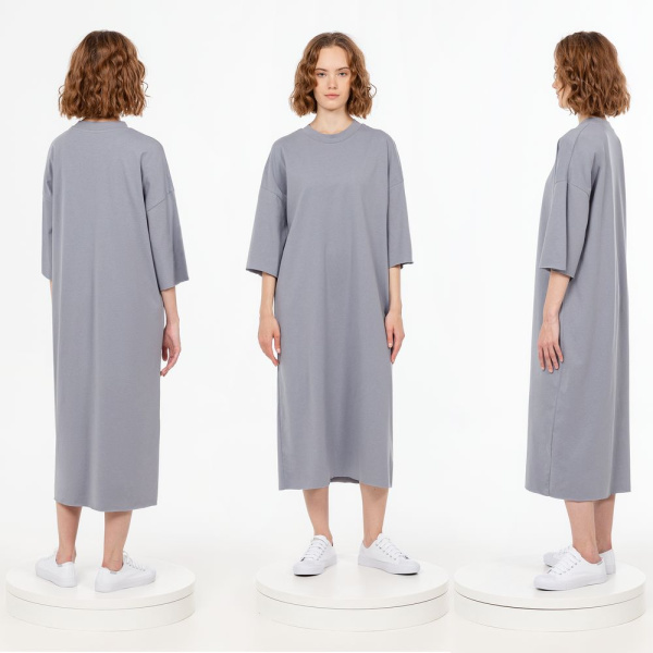 Платье D2, серое, XS–XXL