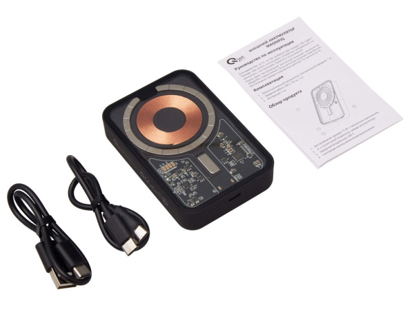 Беспроводной магнитный внешний аккумулятор с QC\PD «MagnifIQ», 10000 мАч, 15 Вт, Цвет черный