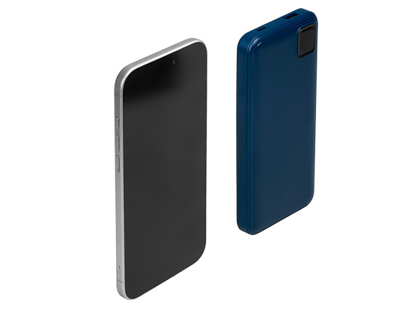 Внешний аккумулятор со встроенными кабелями «Фрэйм», 10000мач, Цвет темно-синий