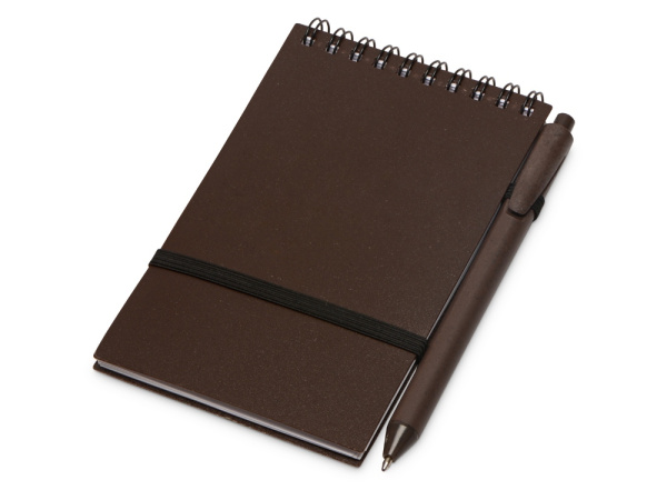 Блокнот «Kaffi S» с обложкой из кофе и пластика, Цвет темный кофе