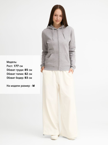 Толстовка женская на молнии с капюшоном Seven Women, серый меланж, S-XL